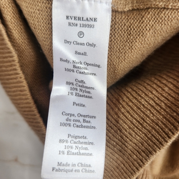 Everlane Preppy Classic Casual Winter Cashmere Mock Neck Sweater Camel Tan Small - Picture 11 of 11